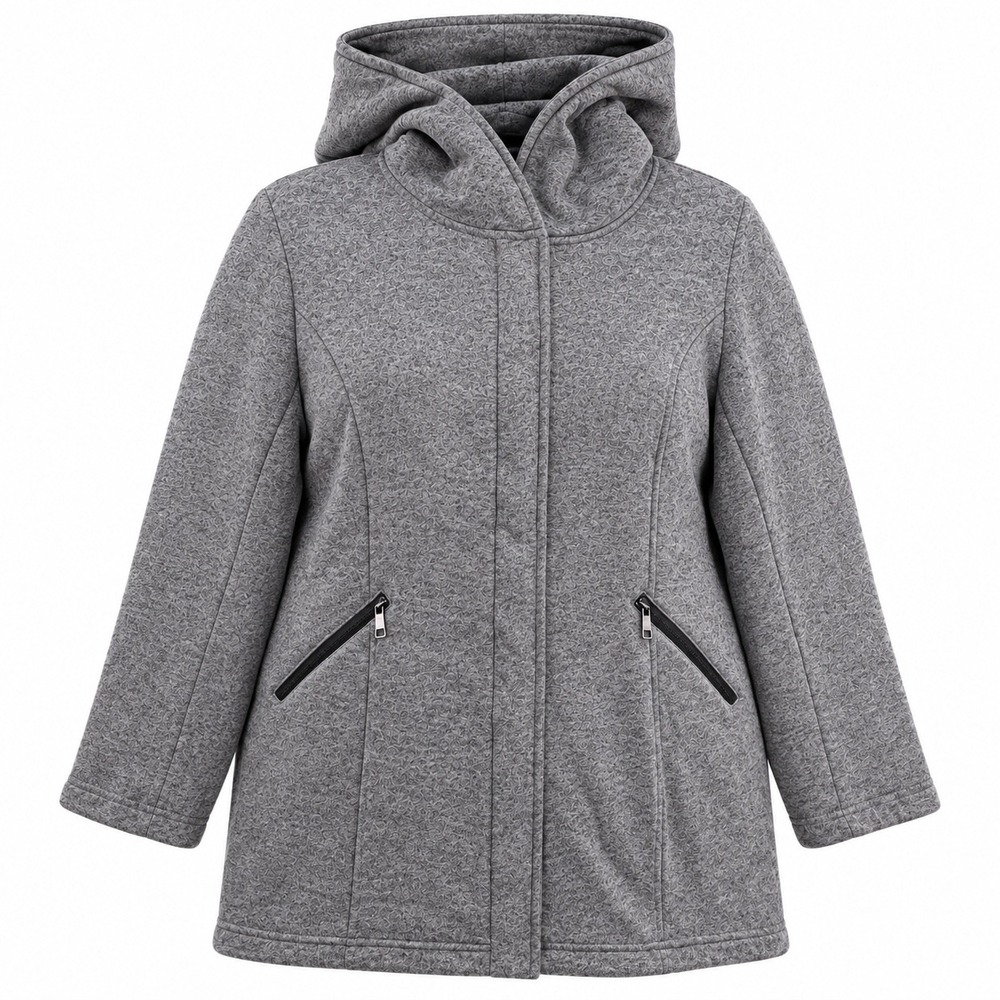 IZ Byer Hooded Snap Front Jacket Cotton Blend Large Gray Casual Coat